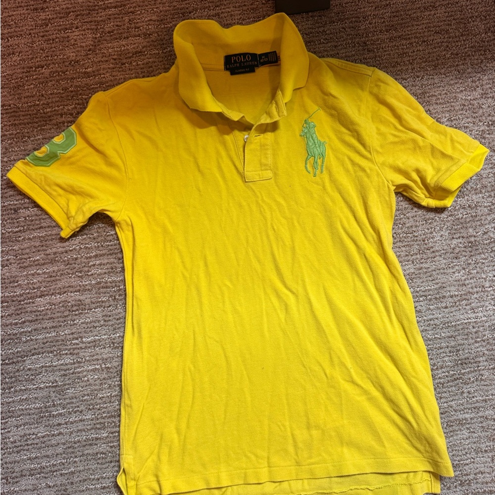 Polo Ralph Lauren Neon Yellow Polo Shirt with Lime Logo